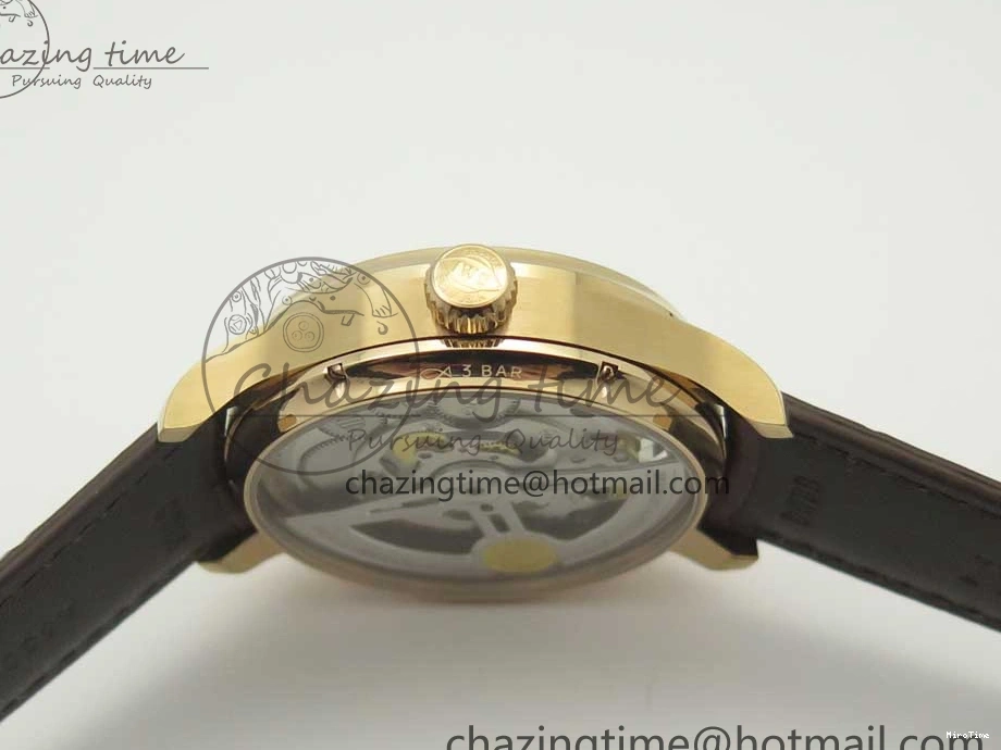 MIROTIME 0223 Portuguese Tourbillon IW504602 RG ZF Best Edition White Dial on Brown Leather Strap Stretchable 7178